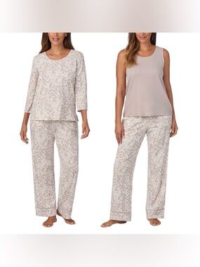 Carole Hochman Women’s 2 Pc Pajama Set Small Blue Floral Cotton PJs
